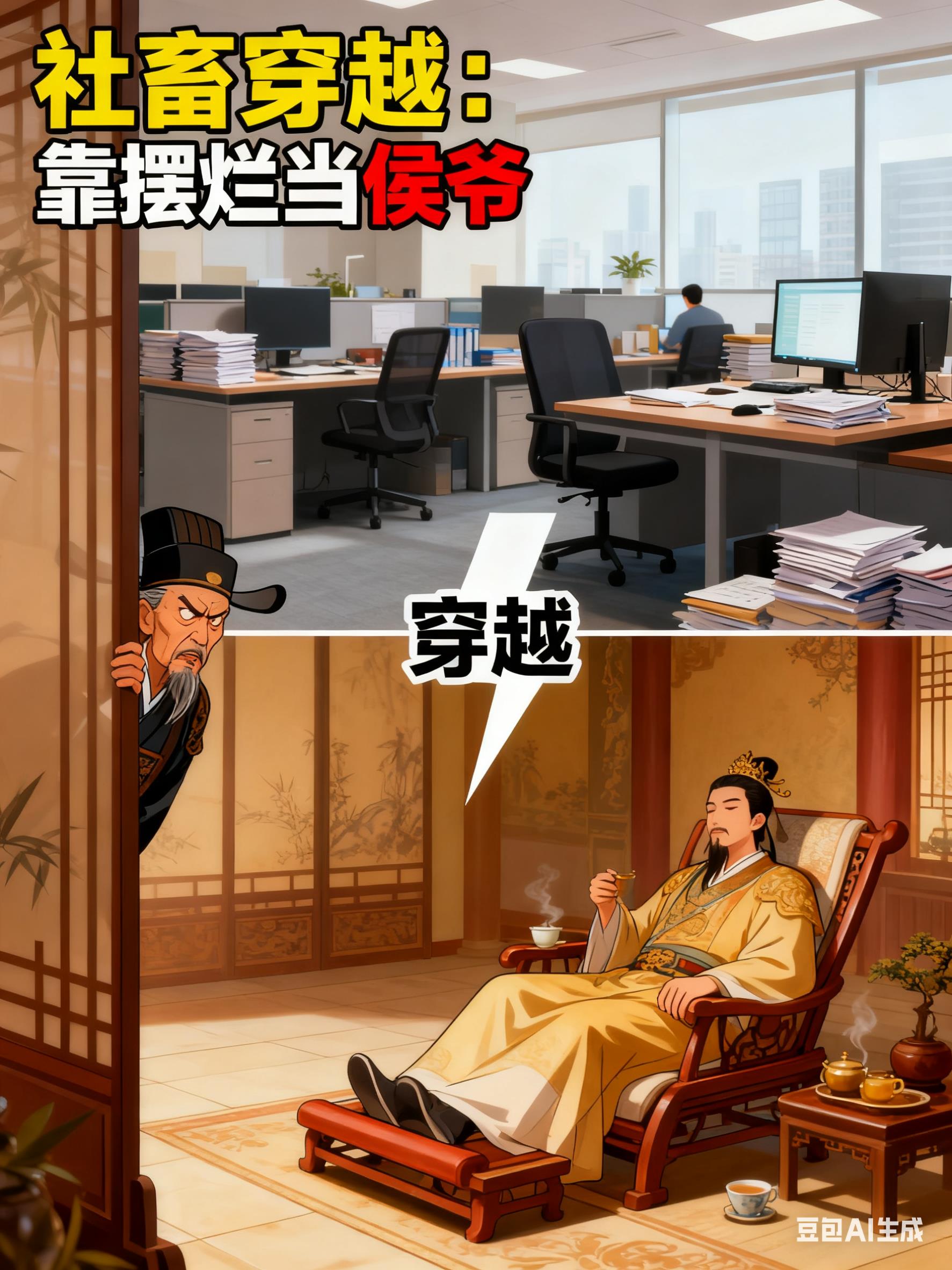 社畜穿越：靠摆烂当侯，卷王老爹封面